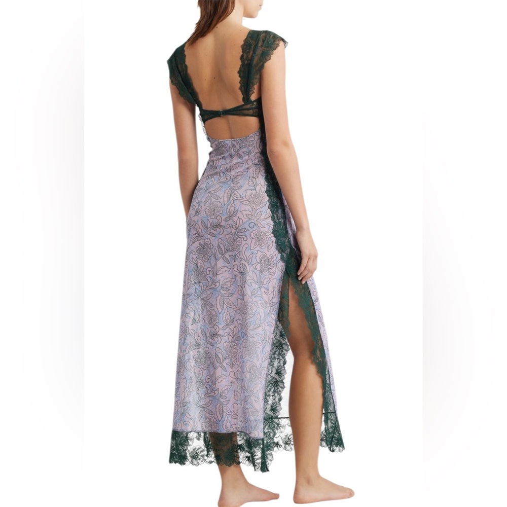 NWT Intimately Free People Suddenly Fine Floral Print Cutout Lace Trim Nightgown - Picture 2 of 16